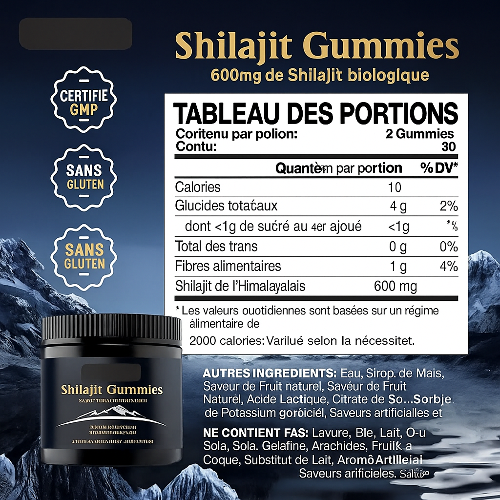 Gummis au Shilajit – 600mg d’énergie pure